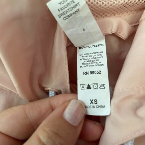 McKelvins Surf Shop Windbreaker Jacket Womens Size XS Pink Hooded Zip Front - Picture 6 of 8